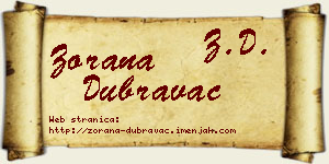 Zorana Dubravac vizit kartica